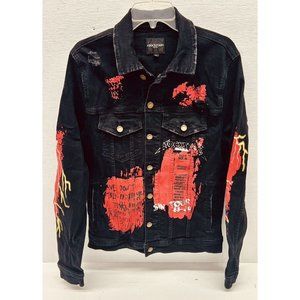 Men's Rockstar Denim Painted Sin Tour Black Denim Jacket SZ. XL